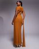 ASOS DESIGN ASOS DESIGN mesh cape detail maxi dress with draped back in burnt yellow - 1