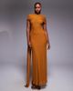 ASOS DESIGN ASOS DESIGN mesh cape detail maxi dress with draped back in burnt yellow - 2