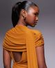 ASOS DESIGN ASOS DESIGN mesh cape detail maxi dress with draped back in burnt yellow - 3