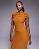ASOS DESIGN ASOS DESIGN mesh cape detail maxi dress with draped back in burnt yellow - 4