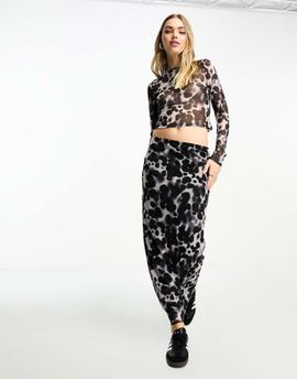 ASOS DESIGN ASOS DESIGN mesh column maxi skirt in animal print - part of a set-Multi