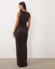 ASOS DESIGN ASOS DESIGN mesh cutaway slinky maxi dress in chocolate-Brown - 4