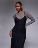ASOS DESIGN ASOS DESIGN mesh double layer corset maxi dress with seaming detail in charcoal-Gray - 4