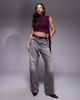 ASOS DESIGN ASOS DESIGN mesh draped scarf detail top with grown on neck in fig-Purple - 3