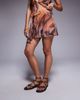 ASOS DESIGN ASOS DESIGN mesh flippy mini skirt with ruched tie detail in brown abstract print - part of a set-Multi - 2