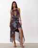 ASOS DESIGN ASOS DESIGN mesh halter keyhole high low maxi dress in purple floral print-MULTI - 1