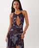 ASOS DESIGN ASOS DESIGN mesh halter keyhole high low maxi dress in purple floral print-MULTI - 2