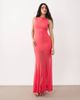 ASOS DESIGN ASOS DESIGN mesh high neck maxi dress with open back and double strap detailing in coral-Orange - 1