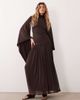ASOS DESIGN ASOS DESIGN mesh high neck modesty maxi dress with waterfall sleeve detail in chocolate-Brown - 1