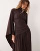 ASOS DESIGN ASOS DESIGN mesh high neck modesty maxi dress with waterfall sleeve detail in chocolate-Brown - 2