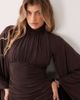 ASOS DESIGN ASOS DESIGN mesh high neck modesty maxi dress with waterfall sleeve detail in chocolate-Brown - 3