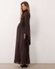 ASOS DESIGN ASOS DESIGN mesh high neck modesty maxi dress with waterfall sleeve detail in chocolate-Brown - 4