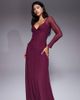 ASOS DESIGN ASOS DESIGN mesh long sleeve maxi dress with exposed seam detailing in deep plum-Purple - 4