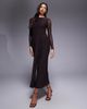 ASOS DESIGN ASOS DESIGN mesh long sleeve slash neck open back maxi dress with sash in chocolate-Brown - 1