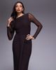 ASOS DESIGN ASOS DESIGN mesh long sleeve slash neck open back maxi dress with sash in chocolate-Brown - 3