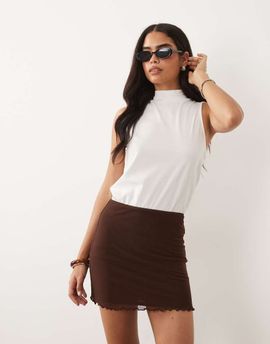 ASOS DESIGN ASOS DESIGN mesh mini skirt in chocolate-Brown