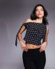 ASOS DESIGN ASOS DESIGN mesh off-the-shoulder top with bow tie detail in polka dot print-Black - 3