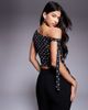 ASOS DESIGN ASOS DESIGN mesh off-the-shoulder top with bow tie detail in polka dot print-Black - 4