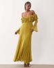 ASOS DESIGN ASOS DESIGN mesh off shoulder ruffle maxi dress with full godets in chartreuse-Green - 1