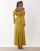 ASOS DESIGN ASOS DESIGN mesh off shoulder ruffle maxi dress with full godets in chartreuse-Green - 4