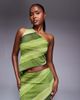 ASOS DESIGN ASOS DESIGN mesh one-shoulder asymmetric top in green abstract print - part of a set-Multi - 1