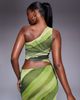 ASOS DESIGN ASOS DESIGN mesh one-shoulder asymmetric top in green abstract print - part of a set-Multi - 2
