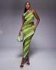ASOS DESIGN ASOS DESIGN mesh one-shoulder asymmetric top in green abstract print - part of a set-Multi - 3