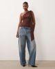 ASOS DESIGN ASOS DESIGN mesh one-shoulder sash top with bandeau detail in brown - 3