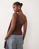 ASOS DESIGN ASOS DESIGN mesh one-shoulder sash top with bandeau detail in brown - 4
