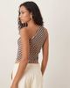 ASOS DESIGN ASOS DESIGN mesh one-shoulder scarf detail top in chocolate and white stripe-Multi - 3