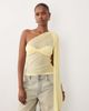 ASOS DESIGN ASOS DESIGN mesh one shoulder sash top with bandeau detailing in yellow - 4