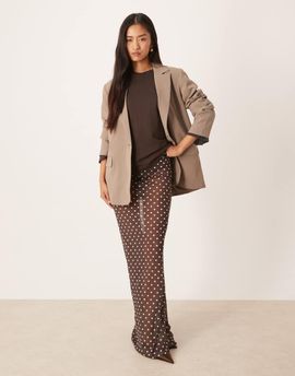 ASOS DESIGN ASOS DESIGN mesh sheer maxi skirt in brown polka dot