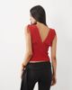 ASOS DESIGN ASOS DESIGN mesh shirred plunge neck top in red - 4