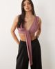 ASOS DESIGN ASOS DESIGN mesh tie front scarf detail bralet top in beige-Neutral - 1