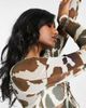 ASOS DESIGN ASOS DESIGN mesh top with tie ring front in cow print - MULTI - 2
