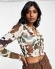 ASOS DESIGN ASOS DESIGN mesh top with tie ring front in cow print - MULTI - 3