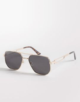 ASOS DESIGN ASOS DESIGN metal aviator sunglasses in gold tone with smoke lenses-Silver