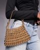 ASOS DESIGN ASOS DESIGN metal beaded adjustable strap clutch bag in gold - 4