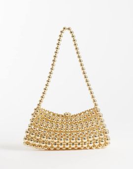 ASOS DESIGN ASOS DESIGN metal beaded clutch bag in gold