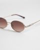 ASOS DESIGN ASOS DESIGN metal oval sunglasses in gold with tort tips-Brown - 2