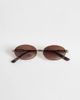 ASOS DESIGN ASOS DESIGN metal oval sunglasses in gold with tort tips-Brown - 3