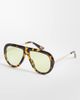 ASOS DESIGN ASOS DESIGN metal temple aviator in tort with light green lens-Brown - 1