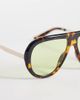 ASOS DESIGN ASOS DESIGN metal temple aviator in tort with light green lens-Brown - 2