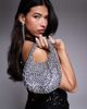 ASOS DESIGN ASOS DESIGN metallic beaded clutch purse in silver tone - 1