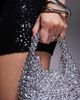 ASOS DESIGN ASOS DESIGN metallic beaded clutch purse in silver tone - 4