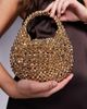 ASOS DESIGN ASOS DESIGN metallic beaded flap over clutch bag in gold - 4