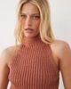 ASOS DESIGN ASOS DESIGN metallic knit asymmetrical halter top in red - 1