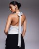 ASOS DESIGN ASOS DESIGN metallic tie neck halter top in silver - 4