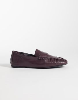 ASOS DESIGN ASOS DESIGN Micha real leather soft loafers in burgundy-Red