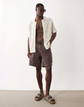 ASOS DESIGN ASOS DESIGN mid length denim jorts in brown overdye